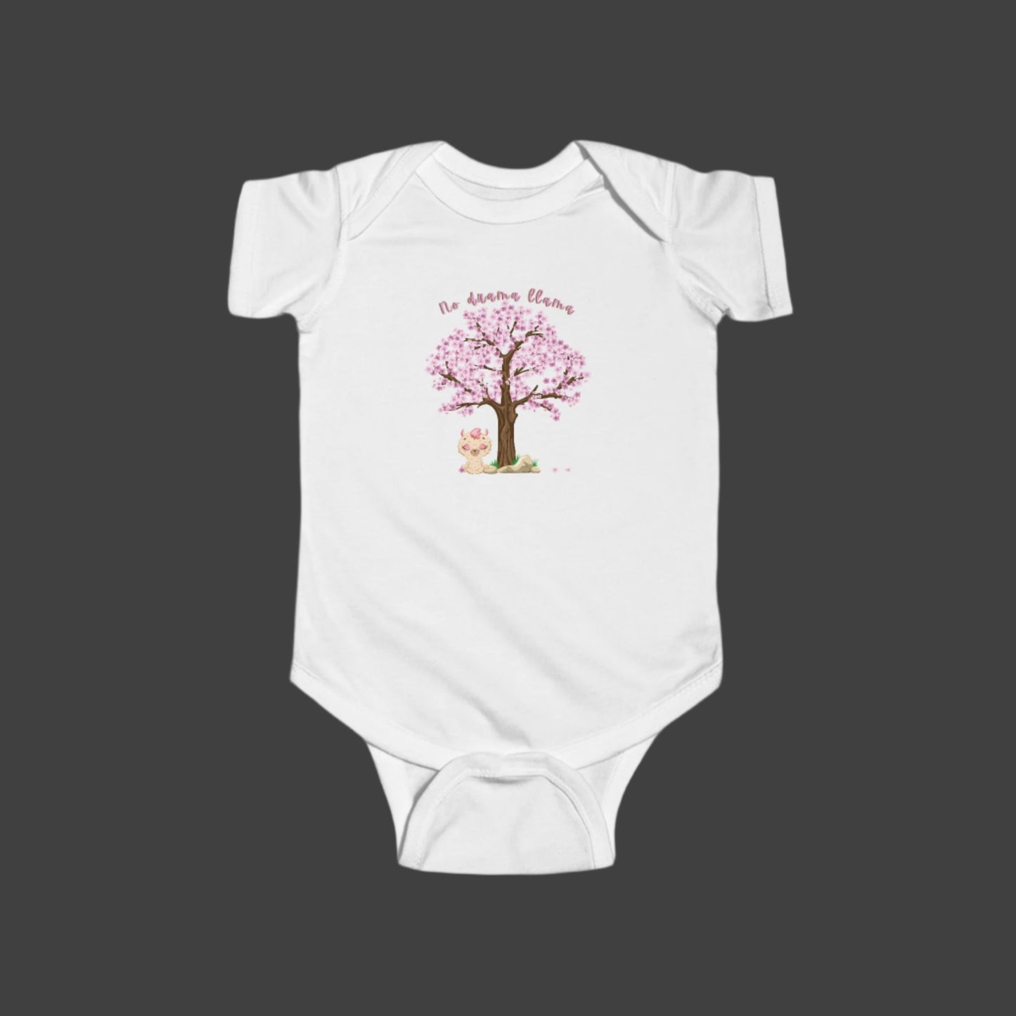 Happy Llama with a Tree and Flowers Infant One-Piece