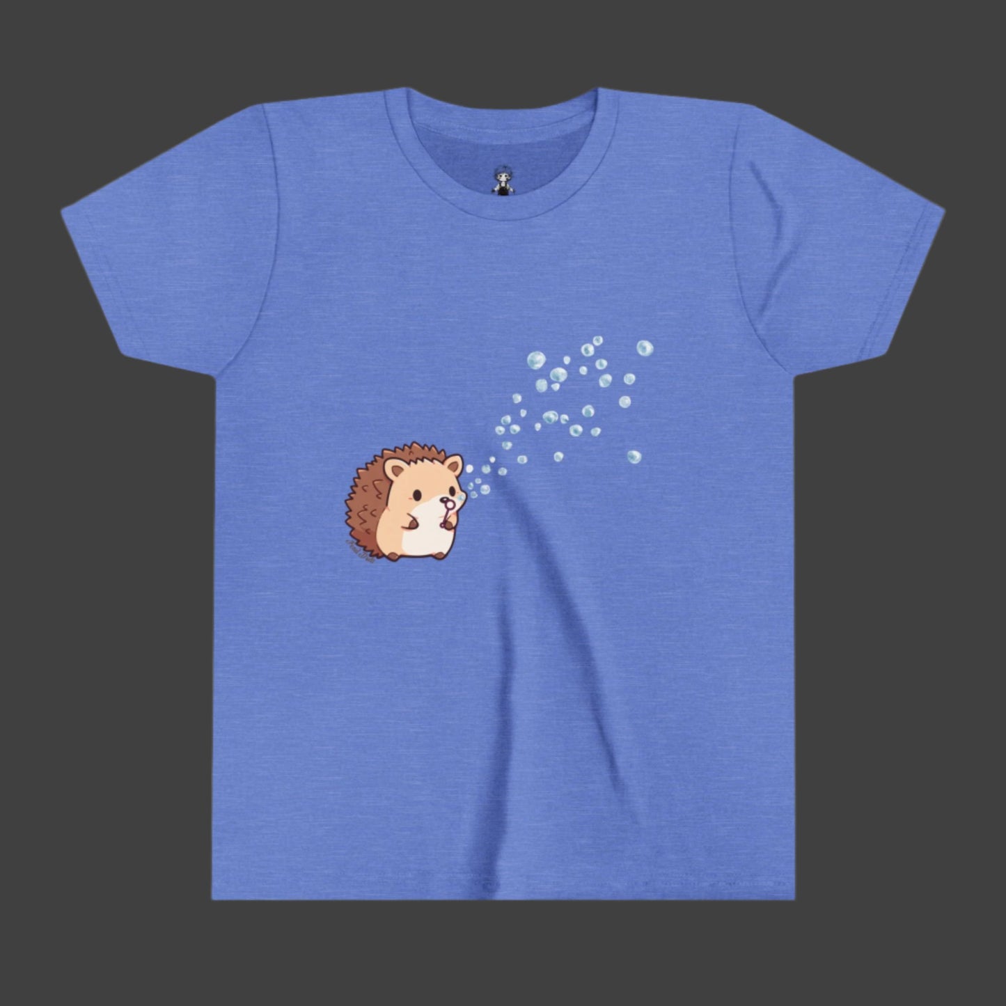 Hedgehog Blowing Bubbles out of a Big Big Bubble that was Huge Youth Short Sleeve Tee