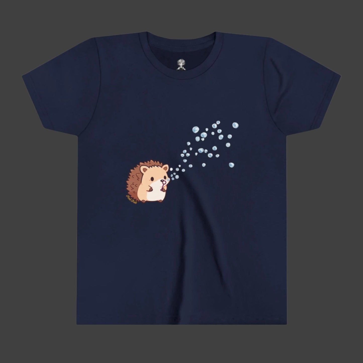 Hedgehog Blowing Bubbles out of a Big Big Bubble that was Huge Youth Short Sleeve Tee