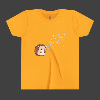 Hedgehog Blowing Bubbles out of a Big Big Bubble that was Huge Youth Short Sleeve Tee