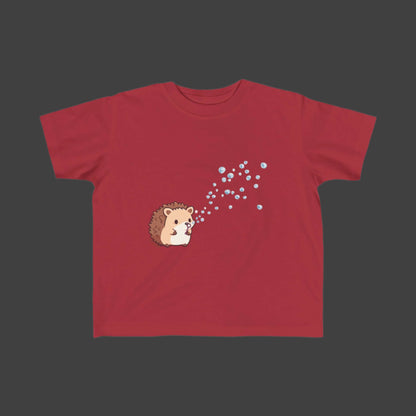 Hedgehog Blowing Bubbles out of a Big Big Bubble that was Huge Toddler Short Sleeve Tee