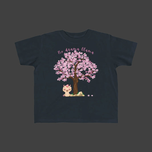 Happy Llama with a Tree and Flowers Toddler Short Sleeve Tee