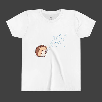 Hedgehog Blowing Bubbles out of a Big Big Bubble that was Huge Youth Short Sleeve Tee