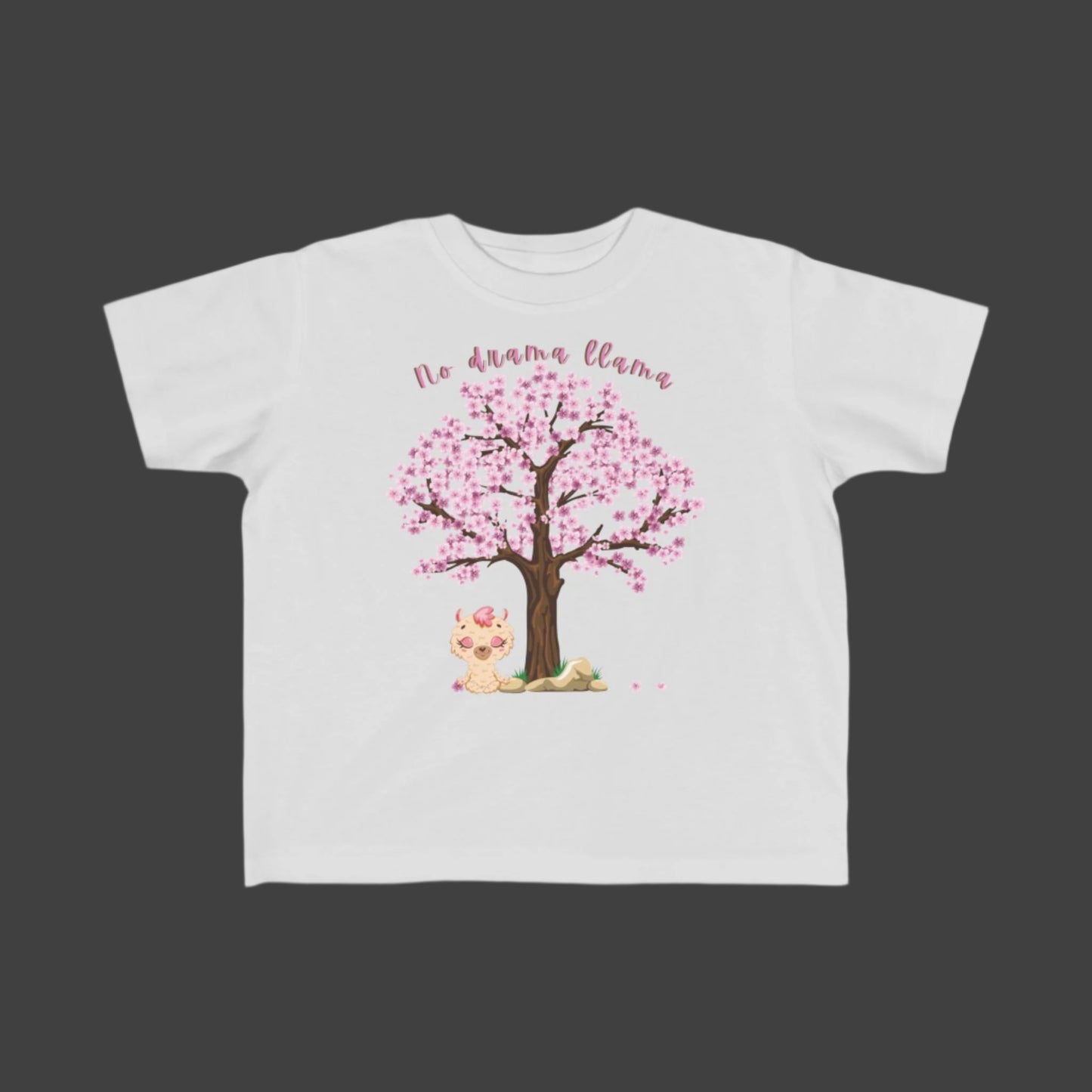 Happy Llama with a Tree and Flowers Toddler Short Sleeve Tee