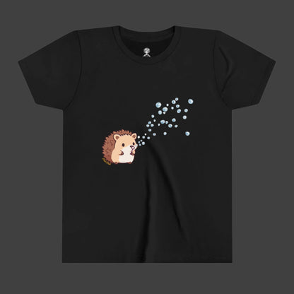 Hedgehog Blowing Bubbles out of a Big Big Bubble that was Huge Youth Short Sleeve Tee