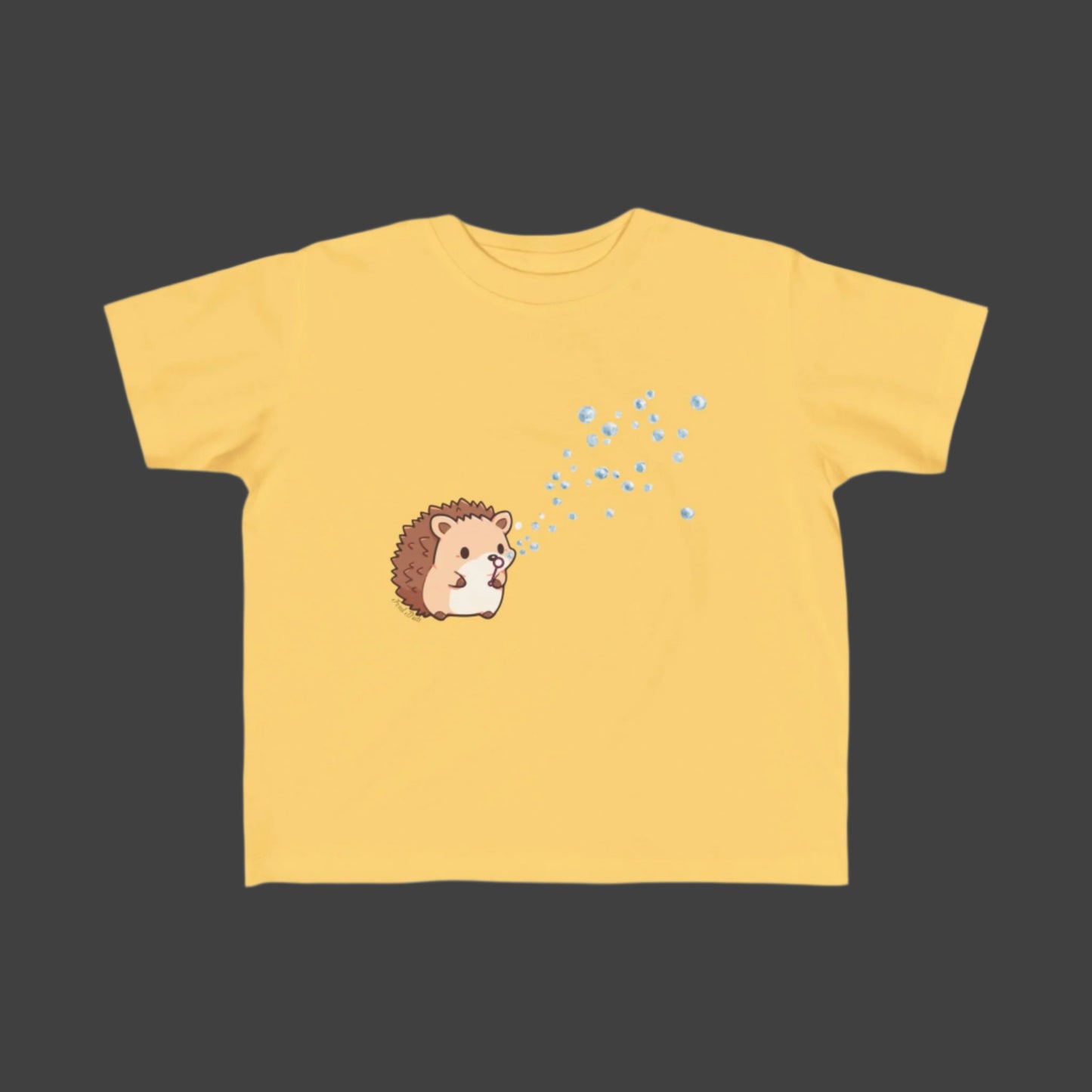 Hedgehog Blowing Bubbles out of a Big Big Bubble that was Huge Toddler Short Sleeve Tee