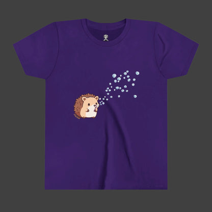 Hedgehog Blowing Bubbles out of a Big Big Bubble that was Huge Youth Short Sleeve Tee