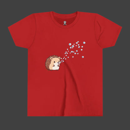 Hedgehog Blowing Bubbles out of a Big Big Bubble that was Huge Youth Short Sleeve Tee