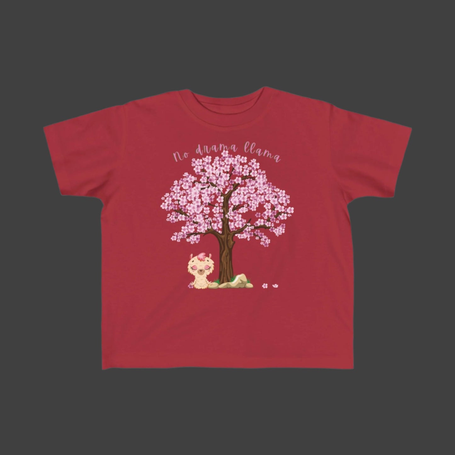 Happy Llama with a Tree and Flowers Toddler Short Sleeve Tee