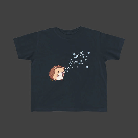 Hedgehog Blowing Bubbles out of a Big Big Bubble that was Huge Toddler Short Sleeve Tee