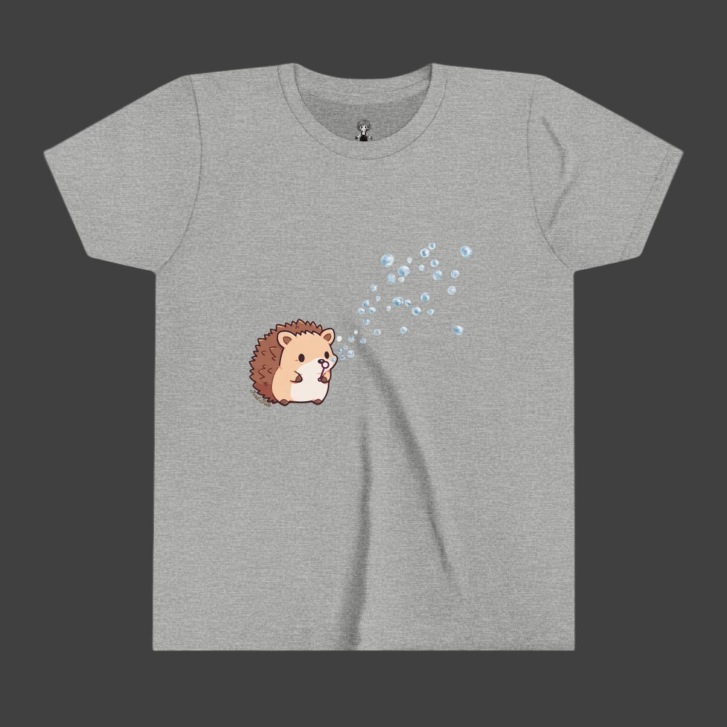 Hedgehog Blowing Bubbles out of a Big Big Bubble that was Huge Youth Short Sleeve Tee