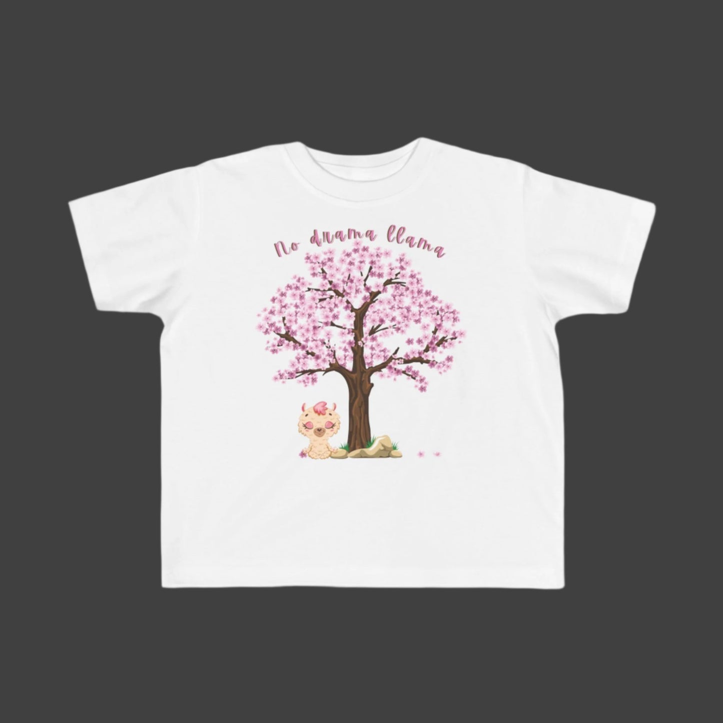 Happy Llama with a Tree and Flowers Toddler Short Sleeve Tee